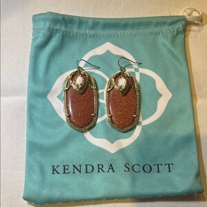 Kendra Scott Darby Burnt Orange, White and Gold Sparkling Earrings